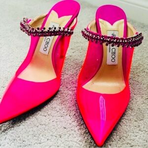 Jimmy Choo Bing 65 Vibrant Pink Embellished Heels Authentic